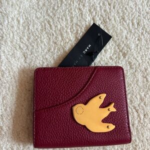 Marc By Marc Jacobs Burgundy Leather Wallet with Yellow Bird Patch
